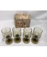 4 Vintage Libbey Accent Tawny Smoke 6 1/2 oz Wine Juice  Footed Glasses ... - $24.75