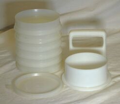 Tupperware Hamburger Patty Meat Keepers Lid Press &amp; Ring 882-7 - $24.75