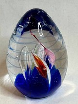 Vintage Art Glass Dynasty Gallery Heirloom Paperweight Oval Egg Sea Life Rare - £25.72 GBP