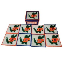 Vintage Florida Gators Cross Stitch Coaster Set Of 8 In Box Sports UF Ta... - $37.37