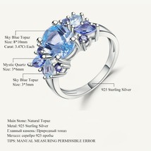 3.47Ct Oval Natural Sky Blue Topaz Mystic Quartz Wedding Ring 925 Sterling Silve - £44.83 GBP