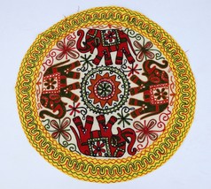 Cotton round table cover runner cloth throw Wall Hanging hand embroidered 36&quot; - £19.38 GBP