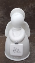 Enesco 2002 Porcelain Christmas Believe Angel Bell All White with Sparkles mark - $13.93