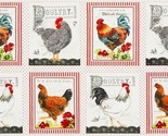 24&quot; X 44&quot; Panel Down on the Farm Chickens Roosters Cotton Panel D367.36 - $8.63
