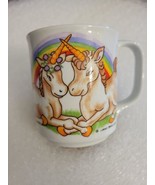 Vintage Joan Berg Victor Unicorn Couple Boy Girl  Rainbow Coffee Mug Cup - £14.34 GBP