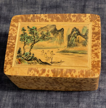 Vintage Chinese WOOD/BAMBOO Straw Marquetry Inlay Art Type TRINKET/JEWELRY Box - £9.53 GBP