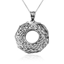 14K White Gold Ouroboros Dragon Pendant Necklace - £170.82 GBP+