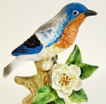 Blue Bird Porcelain Hand Painted Pottery Floral GEI Vintage 1997 5.5&quot; HGS2E - £15.70 GBP