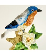 Blue Bird Porcelain Hand Painted Pottery Floral GEI Vintage 1997 5.5&quot; HGS2E - £15.70 GBP