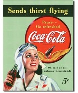 Coca Cola Coke Sends Thirst  Flying Advertising Vintage Retro Metal Tin ... - £12.53 GBP