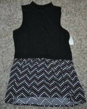 Womens Tank Top Tunic Jr Girls Candies Black Multi Zig Zag Sleeveless $34-sz L - £8.69 GBP