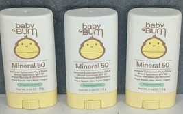 3 X SunBum Baby Bum Mineral Sunscreen Face Sticks SPF 50 .45 oz ea - EX 03/24 - £11.93 GBP