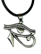 Egyptian Eye of Horus Necklace Pendant Leather Pewter Adjustable Protection - £4.53 GBP