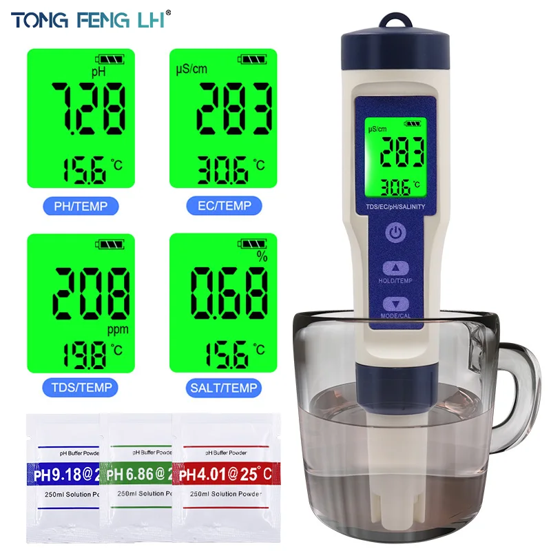 5 in 1 Digital Temperature Meter TDS/EC/PH/Salinity Water Quality Monitor Tester - £179.07 GBP