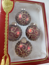 Rauch Hand Pained Christmas Glass Ball Ornaments 2.5&quot; Red w Gold Glitter - £15.68 GBP