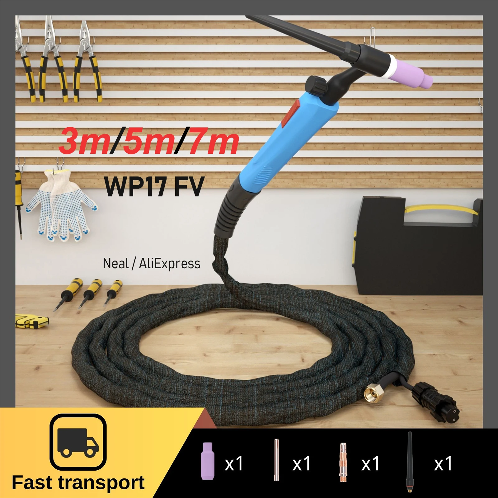 TIG Welding Torch WP17FV Argon Air Cooled Tungsten Arc Welding Torch /5M... - $221.32 CAD