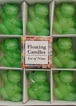 9 Pc Decorative Unscented Green Frog Shape Floating Candles Set - £4.10 GBP