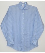 Brooks Brothers 346 Non-Iron Slim Fit Blue White Striped Men&#39;s Shirt 16.... - £29.84 GBP