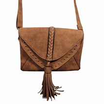 Women&#39;s Crossbody Bag Purse Faux Leather Envelope Style Brown Braided Ta... - $331.41 MXN