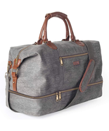 Canvas Weekender Bag, Overnight Travel Carry on Duffel Tote with Shoe Po... - $1,056.55 MXN