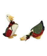 Enesco Ceramic Country Geese Ducks Faux Quilted 3D Patchwork 1987 Taiwan... - $30.08