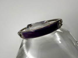 Vintage Alpaca Silver Purple Hinged Bangle 2 1/8” - $14.26