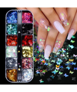Laser Holographic 3D Butterfly Nail Art Sequins Flakes Glitter Foils 12 ... - $226.56 MXN