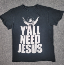 Spencer&#39;s Shirt Men&#39;s Small Black Y&#39;all Need Jesus Graphic T-Shirt Distr... - $29.57