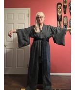 CL-KIM-4) Pre WWII vintage long dark green off white circles Kimono L/XL... - €125,92 EUR