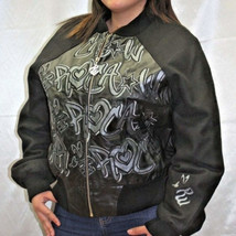 Women&#39;s Rocawear Jr Black | Grey All Over Wool &amp; Leather Jacket NWT - $198.00