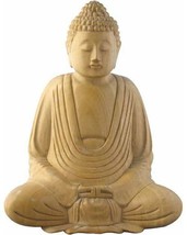 Buddha 923 Meditating Praying Dhyana Mudra White Wood Carving 6&quot; H - £28.55 GBP