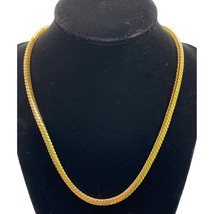 Monet Herringbone Gold Tone Necklace Rope Chain Thick Choker 16&quot; - £19.69 GBP