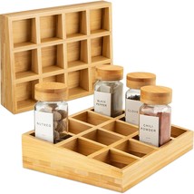 24 Spice Rack Organizer Cabinet Countertop Bamboo Seasoning Drawers Anti-tipping - £16.28 GBP