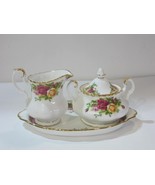 NEW Royal Albert Old County Roses England Porcelain CREAMER, SUGAR &amp; TRA... - $168.85 CAD