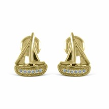14k Yellow Gold 0.05 Ct Plated Round Diamond Womens Sail Boat Stud Earrings - £51.45 GBP