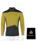 Star Trek TNG Cosplay Gold Costume Shirt Starfleet Commander Uniforms +B... - $51.99+