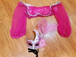 Pink Masquerade mask and top for  woman Halloween Costume Dress up Party - £19.80 GBP