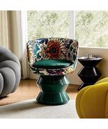 interoknack Chair  Modern Lounge Chair with Colorful Floral Print, Velv... - $22,031.93 MXN