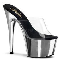 PLEASER Sexy Metallic Silver Chrome Platform 7&quot; High Heels Stripper Dancer Shoes - £51.11 GBP