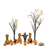 Dept 56 Halloween Set Village Accessories Ghost Cats Pumpkins Scarecrow Complete - $632.17 MXN