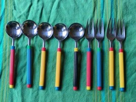 Crown Corning Japan Flatware Lot of 9 Plastic Unique Vintage Multicolor - $12.59