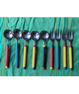 Crown Corning Japan Flatware Lot of 9 Plastic Unique Vintage Multicolor - $12.59