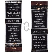 Vintage Matchbook Cover Bill&#39;s Silver Rail Webster Massachusetts Restaurant 30s - £7.09 GBP