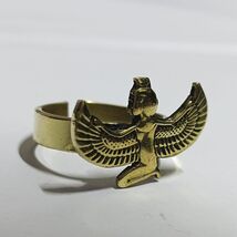 Gold-plated Isis ring inspired by ancient Egyptian art and Pharaonic her... - $180.00