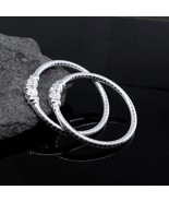 Elephant Face Real Silver Baby Toddler Bangles Bracelet - Pair - $933.53 MXN