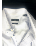 Hugo Boss Dress Shirt Men&#39;s 16.5 Slim Fit NON IRON Long Sleeve Blue Geom... - $202.92 MXN