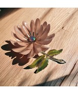 Coro Signed Floral Chrysanthemum Pin Brooch Rhinestone Vintage Designer ... - £36.61 GBP