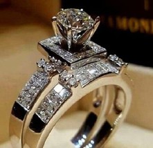 Atemberaubend Looking 5 Karat Künstlicher Diamant und Silber Braut Set Ring Für - £140.14 GBP