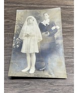 Vintage 1940&#39;s Black &amp; White Photograph Postcard First Communion KG JD - $13.56 CAD