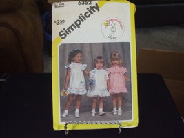 Simplicity 6352 Toddler Girl&#39;s Ruffled Trim Dress Pattern - Size S/M/L (... - $8.90